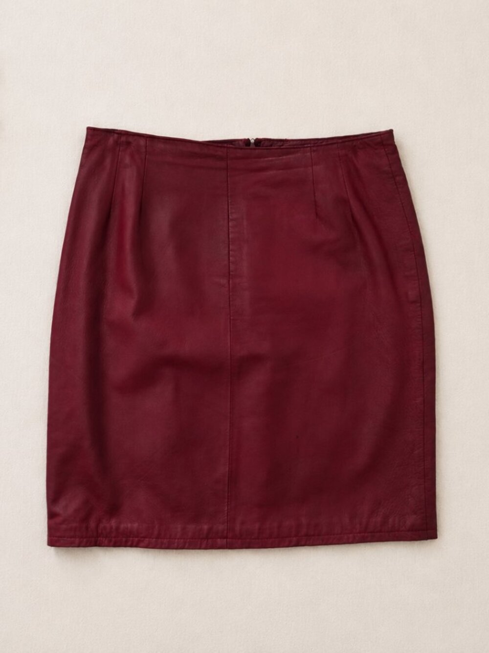 Vintage 100 % Leather Clio Burgundy Mini Skirt